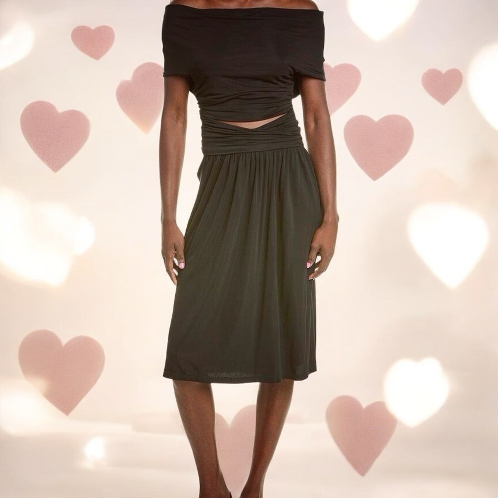 NWT Alberta Ferretti ‘Women’s Off-The-Shoulder Crisscross Keyhole Cutout Dress’